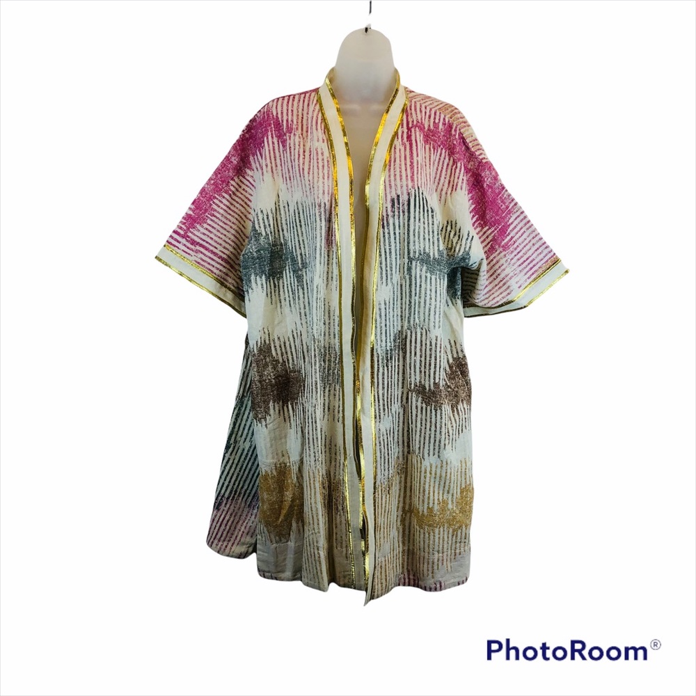 Soft Surroundings Gold Trim Kimono